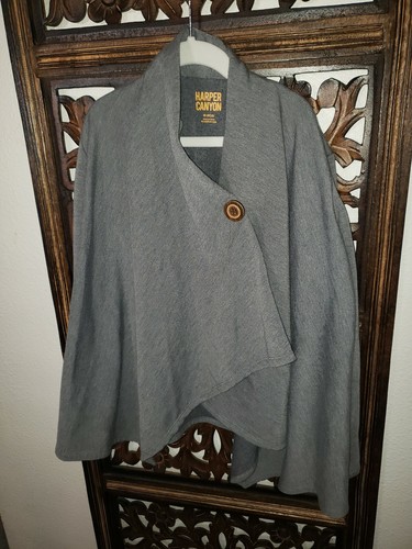 Harper Canyon Jacket ♡Button Closure Shawl♡ Cape Gray Girls Size Medium (8/10) - Picture 2 of 4