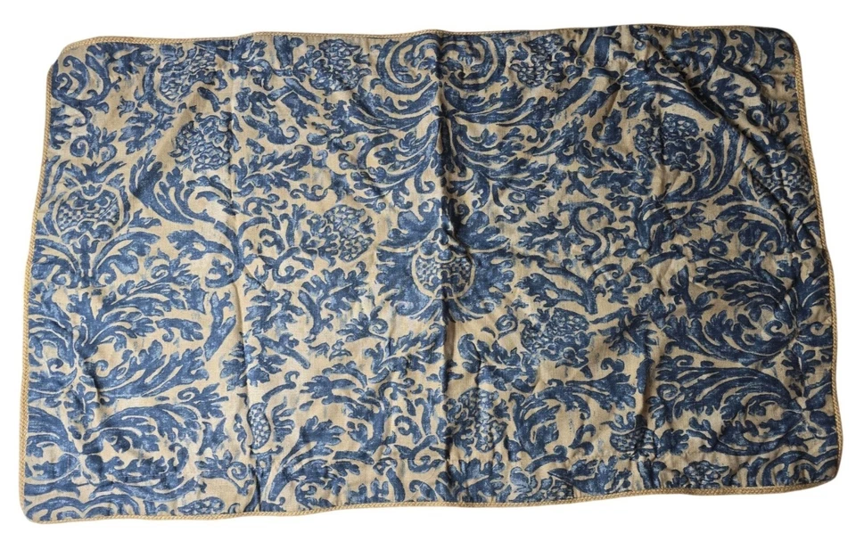 Ralph Lauren THE LANDING Damasco AZUL 1 Rey/1 Almohada Estándar Falsa Almohada Fundas Foto 2 de 4