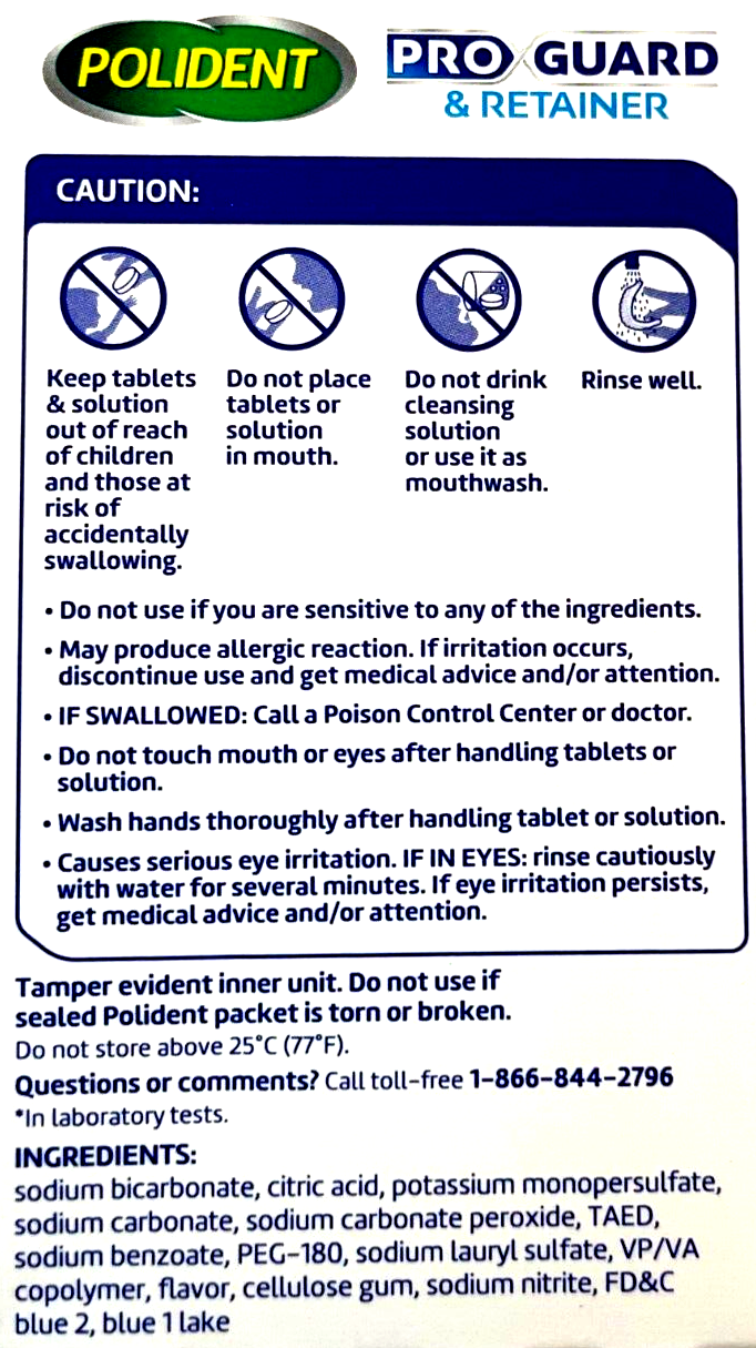 POLIDENT PRO GUARD & RETAINER ANTIBACTERIAL DAILY CLEANER 40 TABLETS