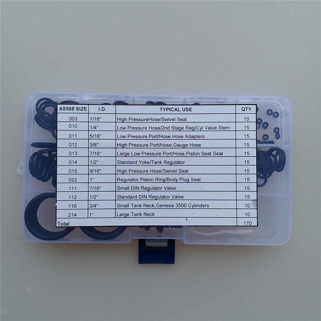 170Pcs Scuba Diving ORing Kit 12 Sizes Dive Hose Tank Valve Regulator