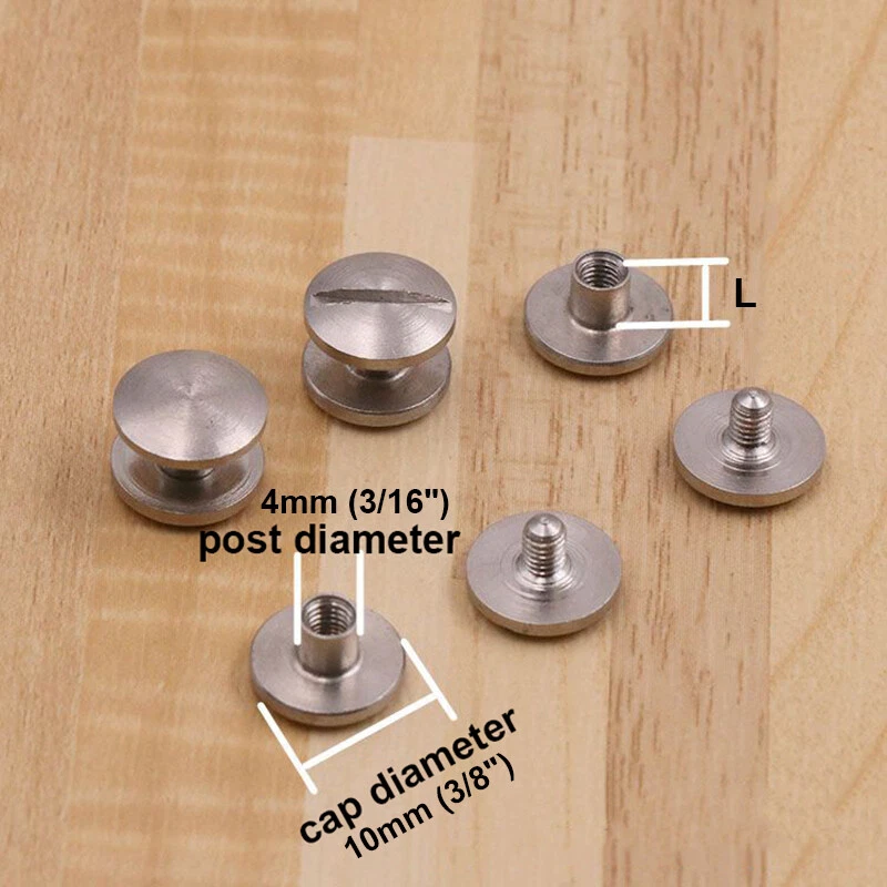 Encuadernación de acero inoxidable Chicago tornillos clavos remaches álbum LeatherCraft 20 un. Foto 3 de 4