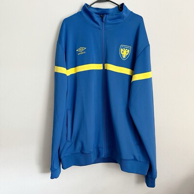 Umbro AFC Wimbledon Men s Full Zip Jacket Retro Track Long Sleeve Blue Yellow 2X