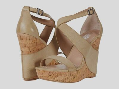 $129 Charles David Women's Beige Atlantis Wedge Sandal Shoes Size US 7.5M