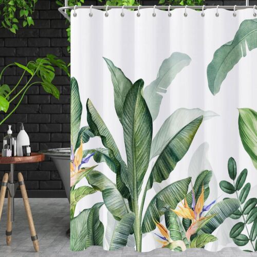 Shower Curtain Tropical Shower Curtains for Bathroom, Watercolor Leaf Sage Green