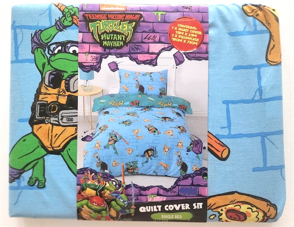 Juego de funda de edredón reversible de cama individual con licencia TEENAGE MUTANT NINJA TURTLES TMNT Foto 3 de 4