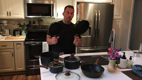 12Piece Pots and Pans Set Nonstick Induction Cookware Set Granite Coated Pot Set - Video 1 van 1
