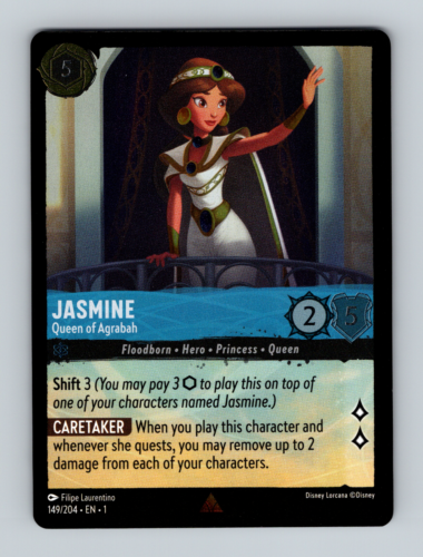 Disney Lorcana - Jasmine, Queen of Agrabah - Cold Foil - 149/204 - Rare - NM - Picture 1 of 2