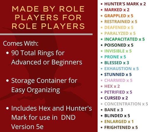 Galdor's Guild DND Condition Markers & Spell Effects | 90 Wooden Rustic Rings - 第 2/7 張圖片