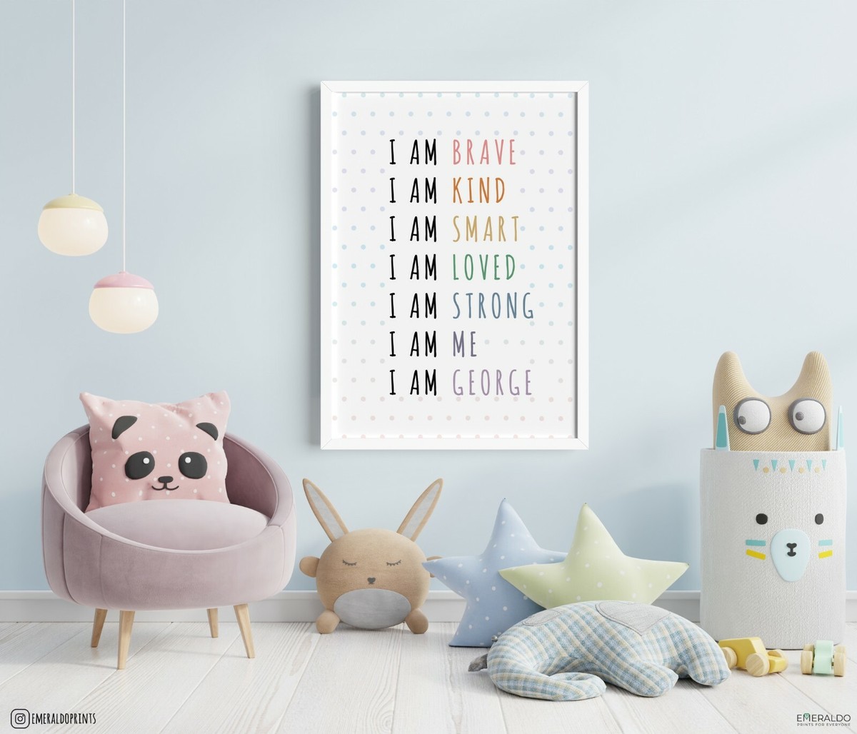 "I Am Kind" Positive Affirmations Canvas Wall Art - Kids Room & Nursery Decor