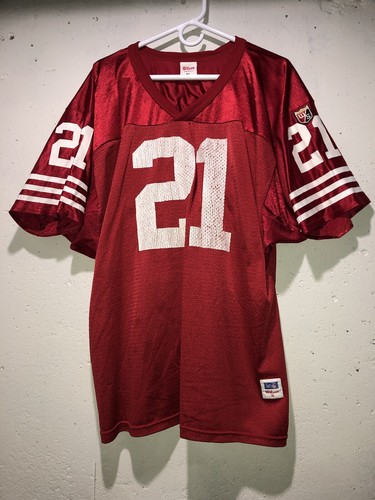 VINTAGE 90s WILSON Deion Sanders #21 SAN FRANCISCO 49ERS Jersey RED Mens Size XL - Picture 2 of 19