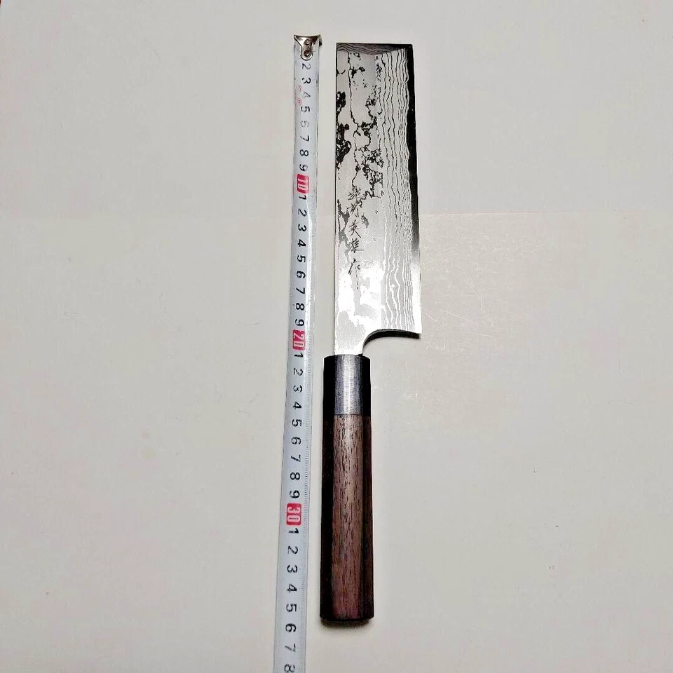 Cuchillo Usuba Cocina Japonesa Kitaoka Hideo 210mm Blanco Acero Damasco Palo de Rosa Foto 2 de 4