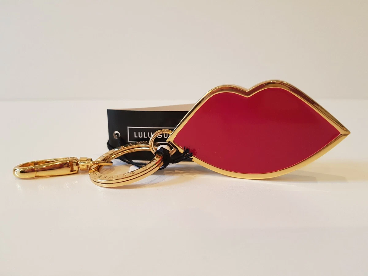 Lulu Guinness Iconic Red Solid Metal Lips Keyring Handbag Charm New In Box