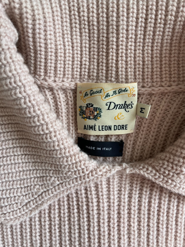 Drake's & Aime Leon Dore Pink Alpaca Lambswool Integral Collar Jumper Medium - Picture 6 of 11