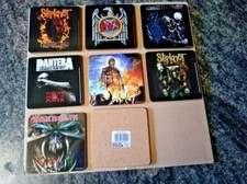 Juego de 7 posavasos de corcho para bebidas Iron Maiden Slayer Slipnot Pantera