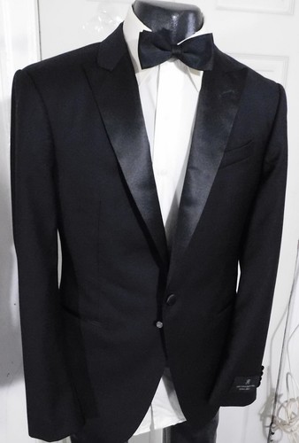 *NEW* JOHN VARVATOS SIZE 40R BLACK 1 BUTTON WOOL TUXEDO