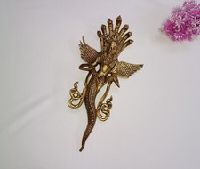 14" Inch Long Naag Kanya Wall Sculpture Brass Snake Lady Wall Hanging CA895