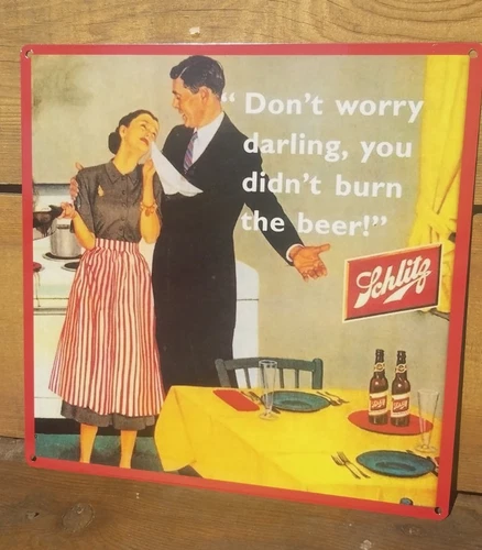 Vintage Schlitz Beer Humorous Ad Reproduction Decorative Metal Sign
