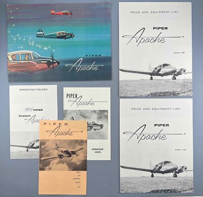 PIPER APACHE VINTAGE HERSTELLER VERKAUFSPROSPEKT FABRIKPREIS AUSSTATTUNGSLISTE