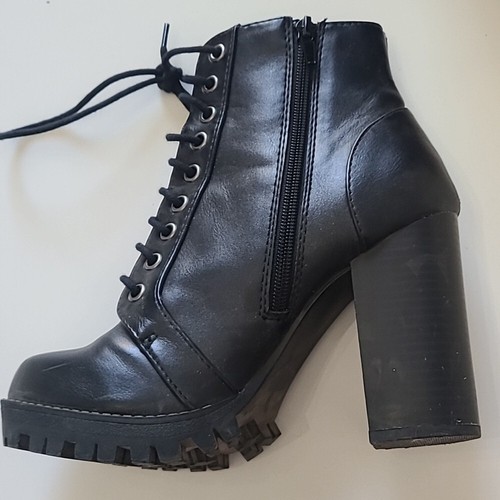 Soda Chalet Fashion Lace up Military Inspired Ankle Boot w/ Stacked Heel Size 7M - Picture 8 of 13