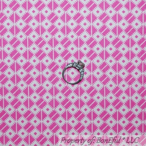 BonEful Fabric Cotton Quilt Pink White Dot Stripe Block Summer Girl Print SCRAP - Picture 10 of 14