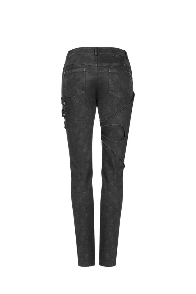Punk Rave Trousers - Black Gothic Womens Skinny Jeans - Light weathered look - Image 4 of 4