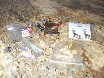 Patriotic Jewelry Group Flag, Eagle, Scroll - Red White Blue - 4th of July