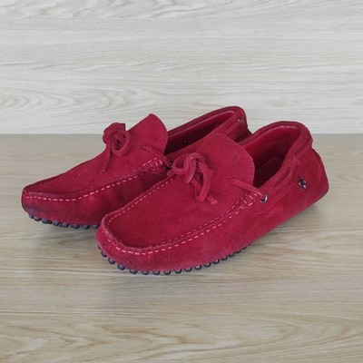 Tod's x Ferrari Gommini Driving Loafer Red Suede Men's Shoes Size: EU40 US7