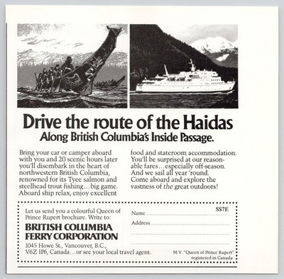 Queen Prince Rupert British Columbia Ferry Vancouver Fishing 1977 Print Ad
