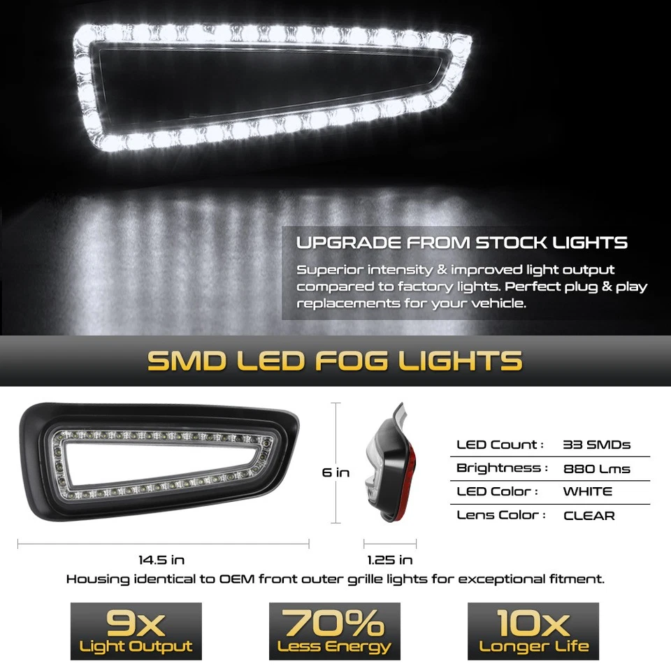 Full LED DRL Bumper Fog Light Bezel Pair Set For 2010-2014 Ford F150 Raptor Foto 2 de 4