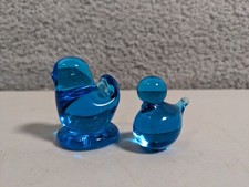 Lot 2 Terra Studios Bluebird of Happiness Blue Glass Figurines Leo Ward Signed