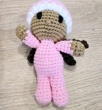 Amigurumi Crochet Doll Handmade Bright Color Pink Approx. 7" Tall