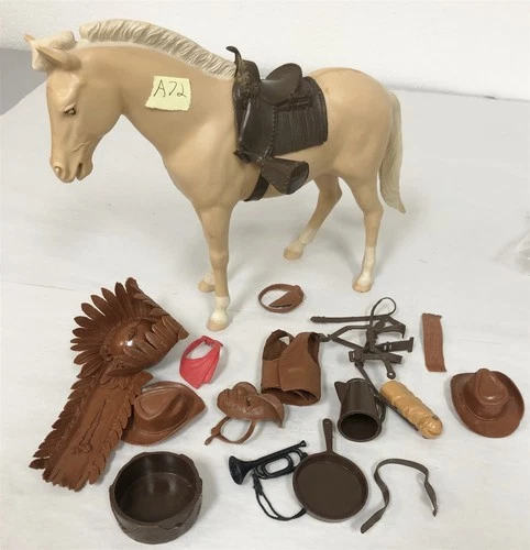 1960s MARX JOHNNY WEST BLAZE HORSE AND ACCESSORIES LOT #72