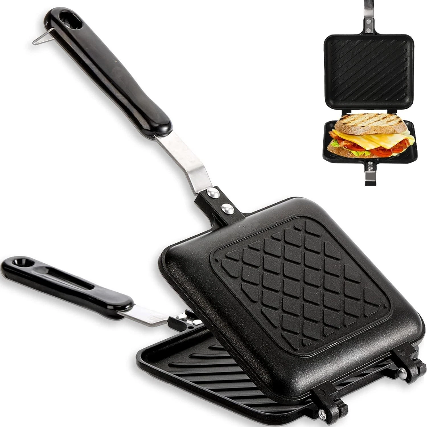 ZOOFOX Sandwich Maker, Grilled Sandwich & Panini Maker Pan with Non-Stick Plates