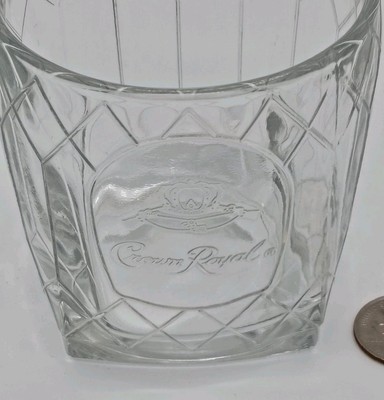 Vintage Crown Royal Whiskey Logo Low Ball Glass Raised Cathedral Pattern 