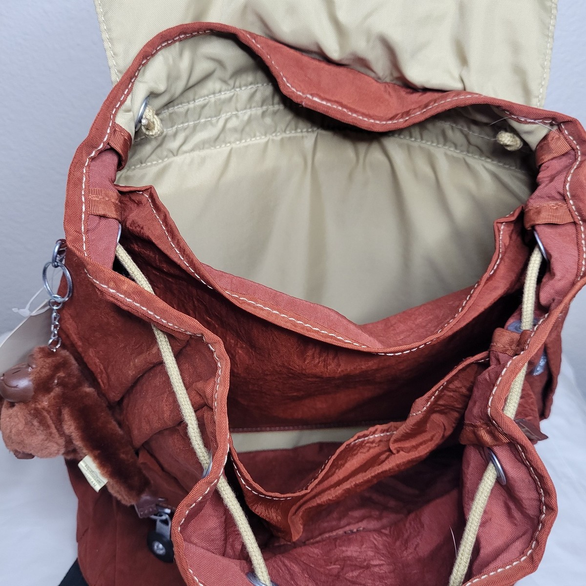 Kipling back pack purse fall color rust color Vintage Orange Kipling Backpack, Medium Drawstring Style. - Etsy main image 2