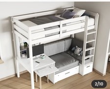 Grey High Sleeper Bed With Desk And Sofa Bed