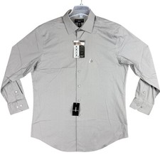 NEW Alfani Alfatech Mens 16-16.5 32/33 Grey Slim Fit Dress Shirt Light Stretch