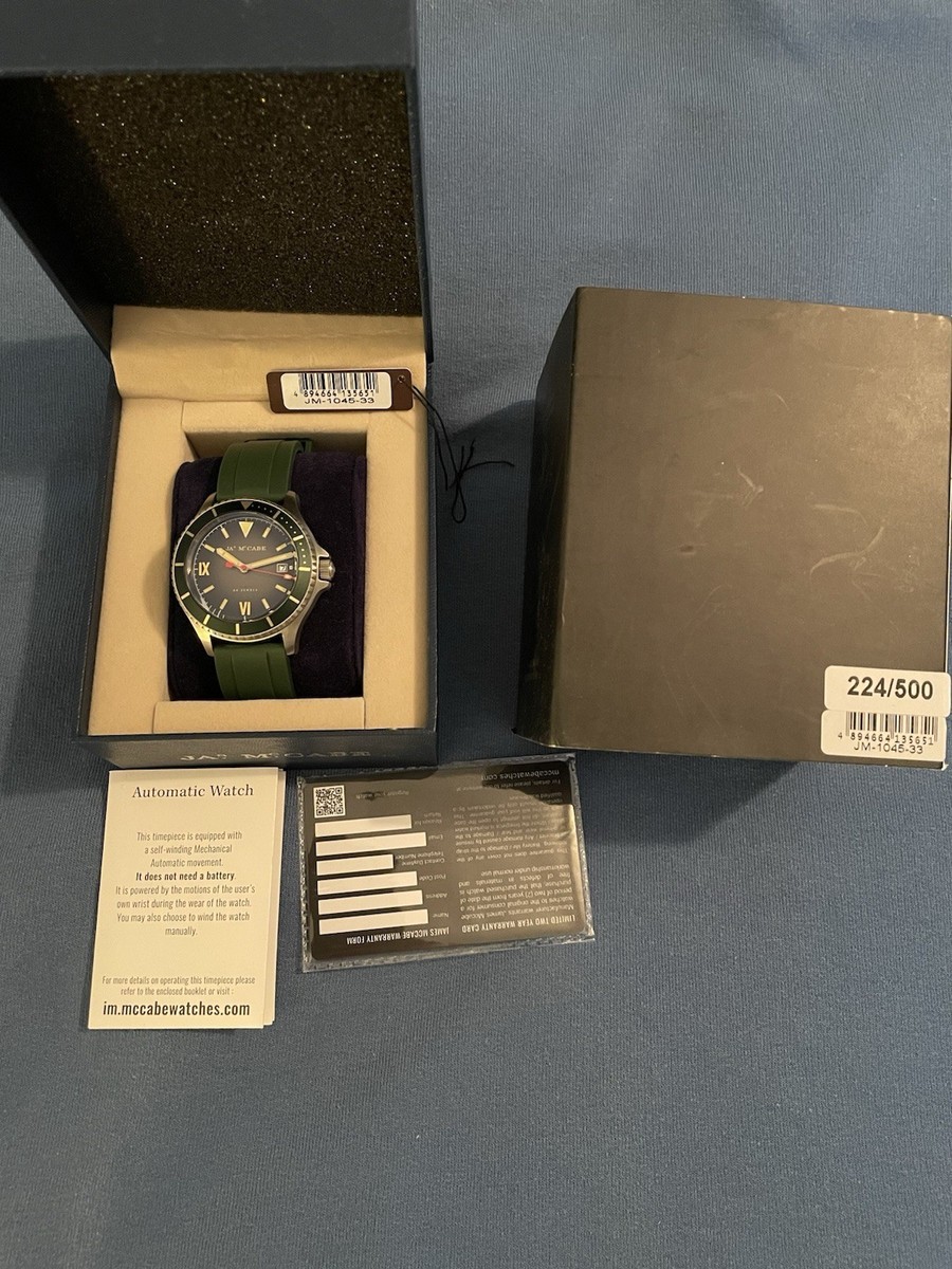 James McCabe Automatic Diver Watch JM-1045-33 Black Dial Green