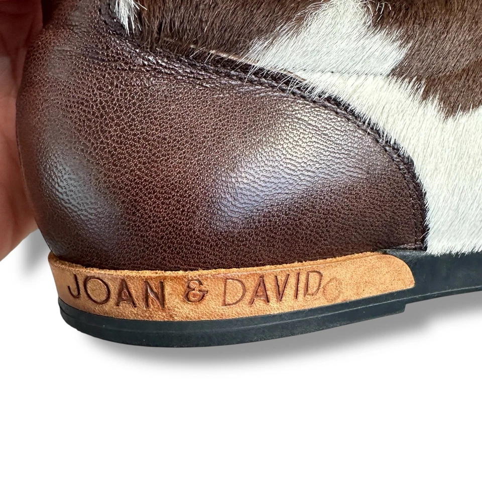 Zapatillas Joan & David Piel de Vaca Pelo de Becerro Marrón Blanco Con Cordones Hechas en Italia 38 Foto 3 de 4