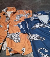 2 Pair 2 Piece Shorts n Short Sleeved Tiger PJs Orange n Blue Size Small