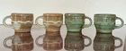 4 Vintage Frankoma Pottery 94C Wagon Wheel Coffee Cup - 2 Green & 2 Gold