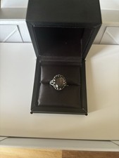 Vintage 925 Sterling Silver 925 Oval Smokey Quartz Prong Solitaire Ring, Size P