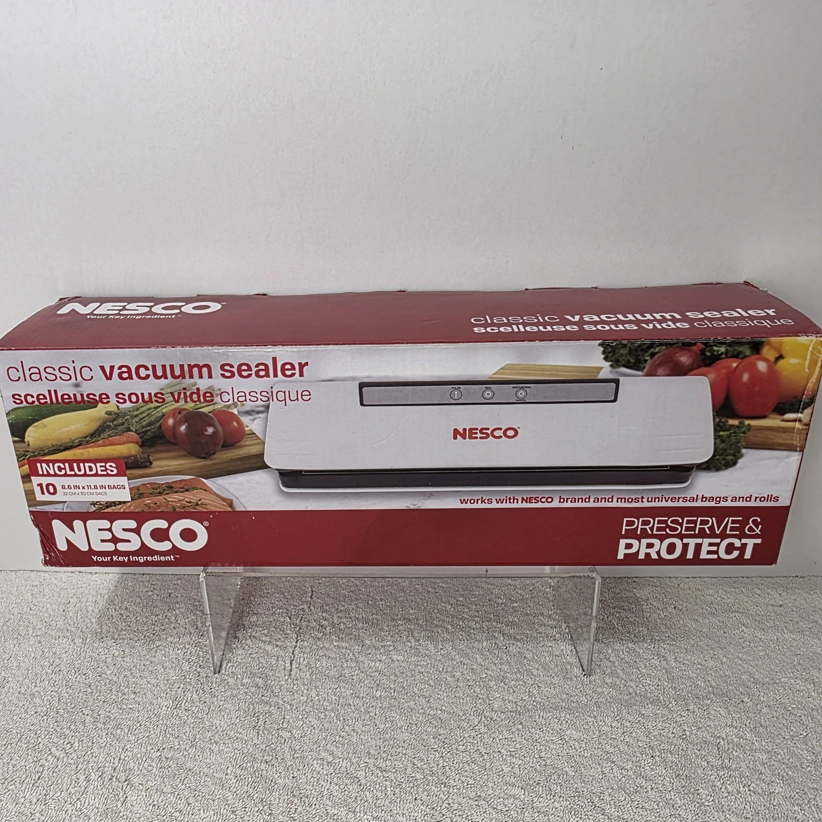 Nesco VS-C1 Classic Vacuum Sealer Food Preserve Protect w/10 Bags NEW