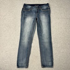 Maurices Slim Fit Straight Leg Jeans Womens Size M-S Stone Wash Blue Stretch
