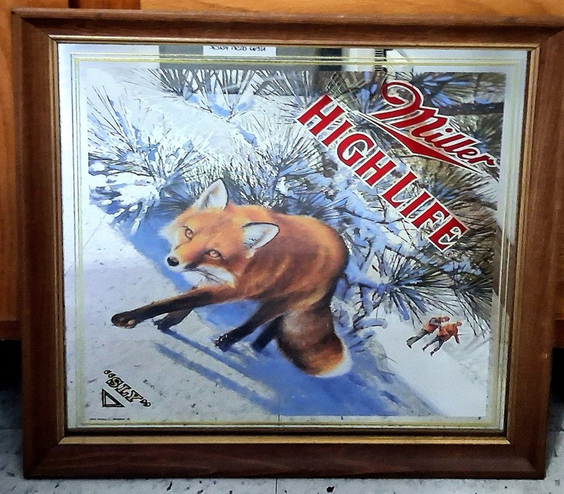 MILLER HIGH LIFE BEER WILDLIFE MIRROR SCOTT ZOELLICK RED FOX "SLY" April 1995