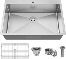 Drop-in Kitchen Bar Sink 33×22×9 Single Bowl Top-Mount Stainless Steel No Faucet