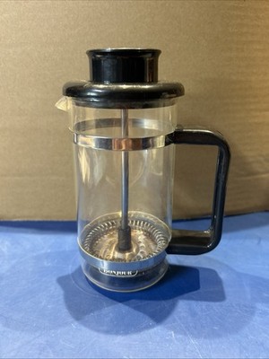 Vintage Bonjour Glass And Stainless Steel French Press Coffee Maker 12 Ounce