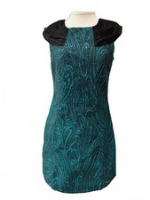Amarillo Limón Teal & Black Textured Shift Dress | Size L | NWT | B10