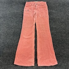 Forever 21 Pants Womens M Pink Corduroy Flare Patch Pockets Made USA Casual