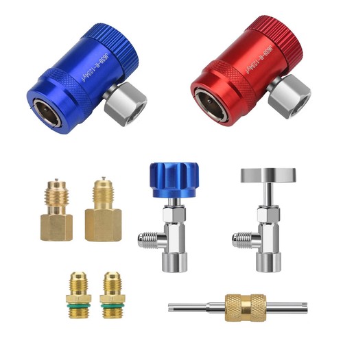 R1234YF Quick Coupler Adapter Set with Self-Sealing & Puncture Can Tap Car A/C - Picture 4 of 13